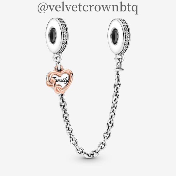 Pandora Family Heart Safety Chain Charm - Picture 1 of 3
